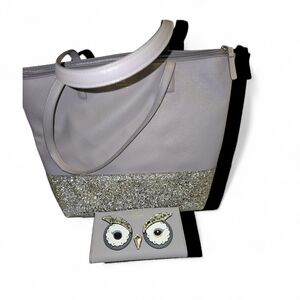 Kate Spade Gray and Silver Glitter Tote